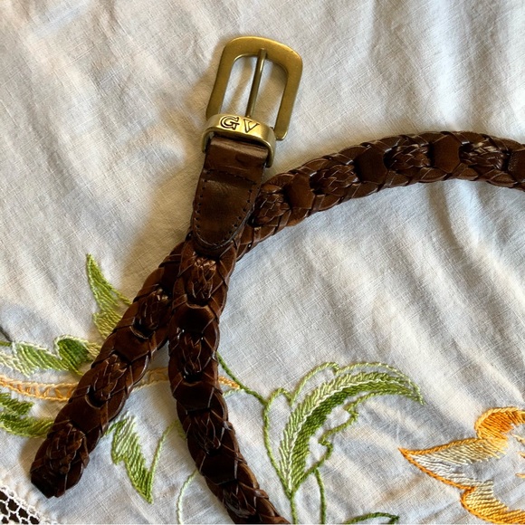 Vintage Gloria Vanderbilt Dark Brown Woven Leather Belt. Brass Buckle M/L - Picture 11 of 16